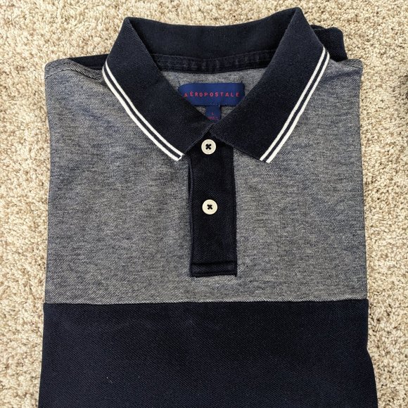 AEROPOSTALE Men's Polo Shirt - Color Blocked Pique - Size L - Picture 2 of 4